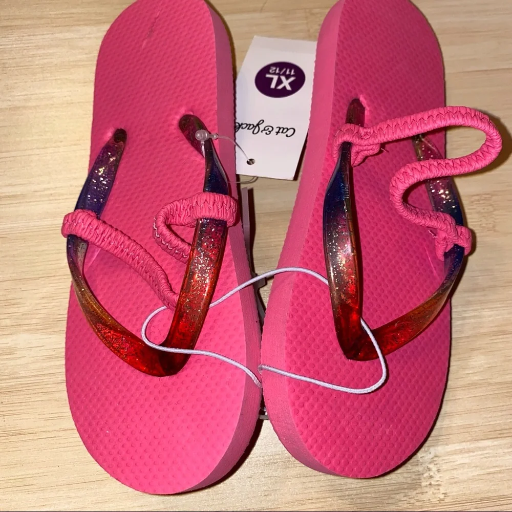 Cat & Jack Girls size 12 sneakers & Flip Flops NWT shoe bundle